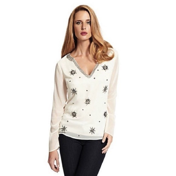 Marciano Tops - ✨sold✨ marciano • marakesh ivory star beaded tunic